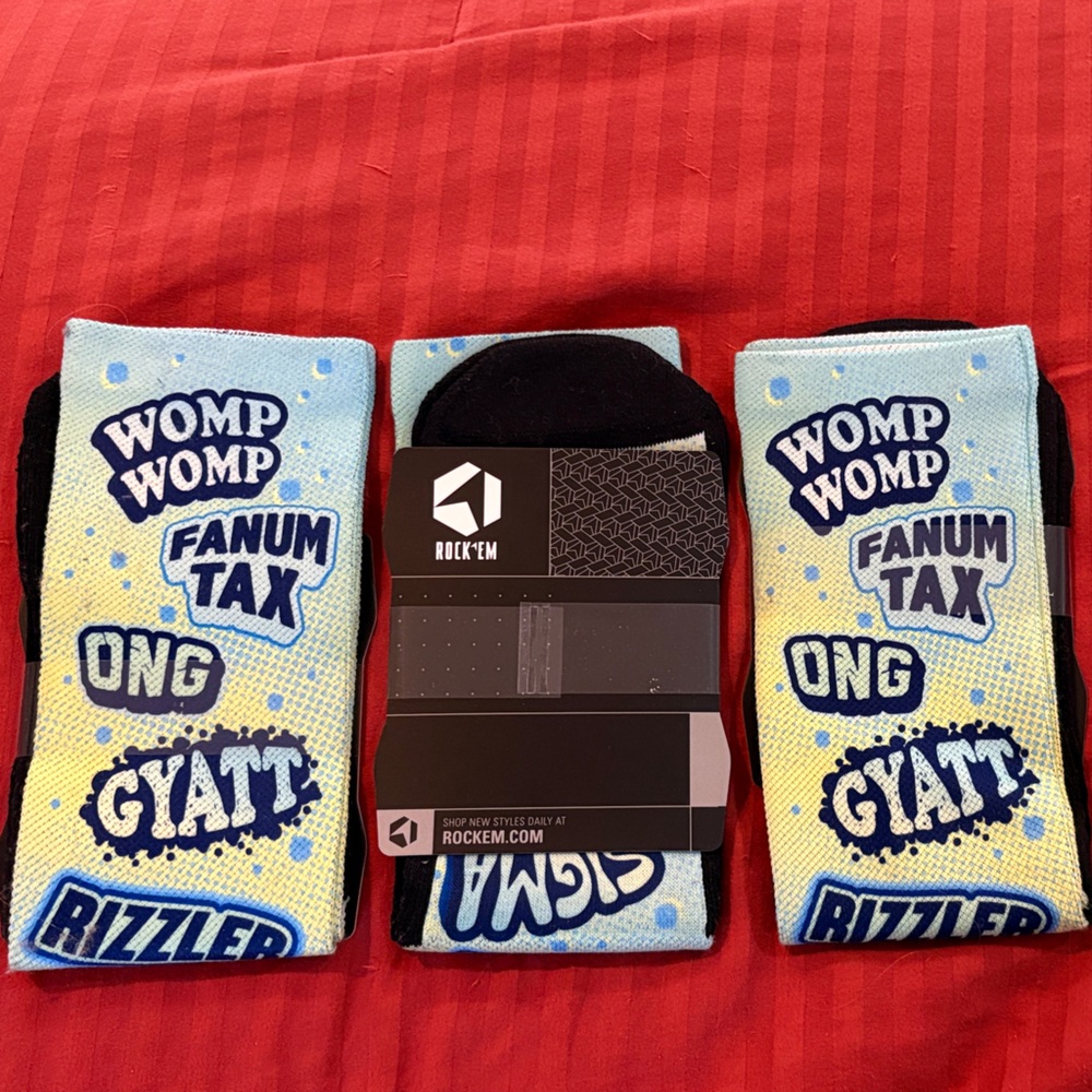 3 Pairs Gen Z Slang Graphic Socks- L/XL